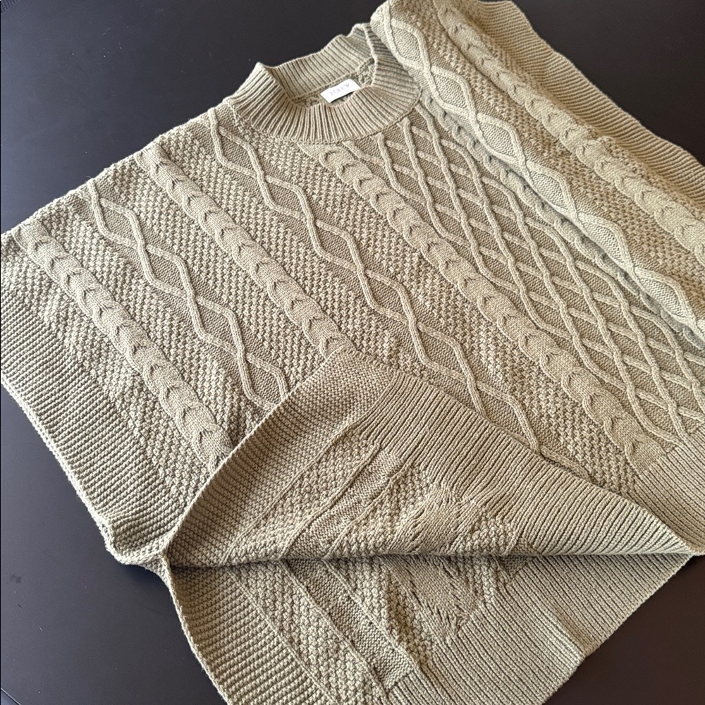 J. Crew Sage Green Ribbed Knit Sweater Poncho One Size